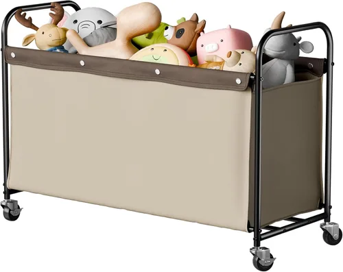 Miniatura 9 de StorageWorks Caja de juguetes con ruedas para niños, baúl grande de almacenamiento y organizador de juguetes de 135 litros, caja de juguetes de Negro