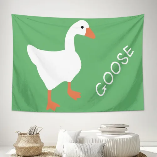 Conank Tapiz de ganso blanco, divertido y lindo tapices de meme de pato, póster de dormitorio universitario, decoración de pared, bandera de fondo