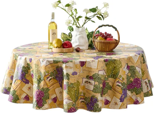 Miniatura 10 de Newbridge Mantel cuadrado de vinilo con parte trasera de franela de vinilo de 52 x 52 pulgadas, colorido estampado temático de vino y uva, fácil