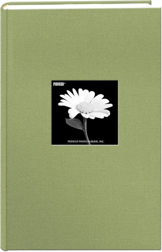 Álbum de fotos con cubierta de marco de tela, 300 bolsillos para fotos de 4 x 6, verde salvia