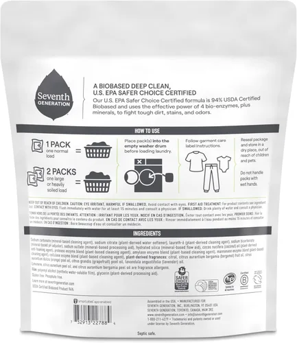 Miniatura 2 de Seventh Generation, Paquetes de detergente para ropa Ultra Power Plus 42 unidades, 29.6 onzas
