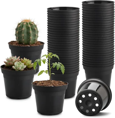 Miniatura 8 de RooTrimmer Paquete de 160 macetas negras de 3 pulgadas, plántulas de plástico, iniciador de semillas, macetas de germinación con drenaje