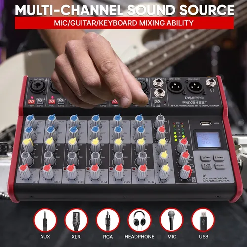 Miniatura 3 de Pyle Mezclador de audio profesional inalámbrico para DJ, 8 canales, compatible con Bluetooth, controlador de DJ, mezclador de sonido con puerto USB