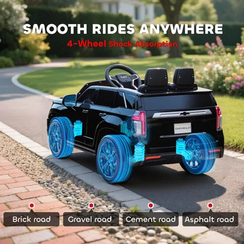 Miniatura 8 de Aosom - Auto de paseo con licencia Chevrolet Tahoe, juguete eléctrico con batería de 12 V y 7 AH, con control remoto para padres, luces LED, música