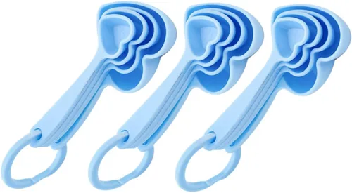 Housoutil Juego de cuchara de medición en forma de corazón para recuerdos de fiesta de boda 3 juegos/12 unids Azul