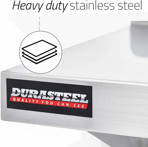 Miniatura 5 de DuraSteel Estante de acero inoxidable para montaje en pared, 24 pulgadas de ancho x 14 pulgadas de profundidad, grado comercial, certificado NSF