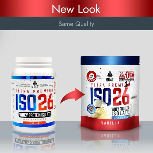 Miniatura 7 de Aislado de proteína de suero alimentado con pasto ISO26 sin edulcorantes artificiales. Endulzado naturalmente con fruta del monje, 1.6 libras, 24