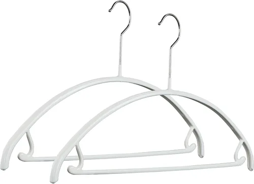 Miniatura 19 de Mawa by Reston Lloyd - Percha de metal antideslizante, soporte de hombro suave con ganchos para falda/barra de pantalones, modelo 42-U, color Plata