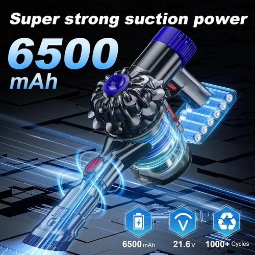 Miniatura 5 de Reemplazo de batería V6 de 6500 mAh, compatible con aspiradora Dyson V6 Animal/Absolute/Motorhead/Fluffy SV03 SV04 SV05 SV06 SV07 SV09 DC58 DC59