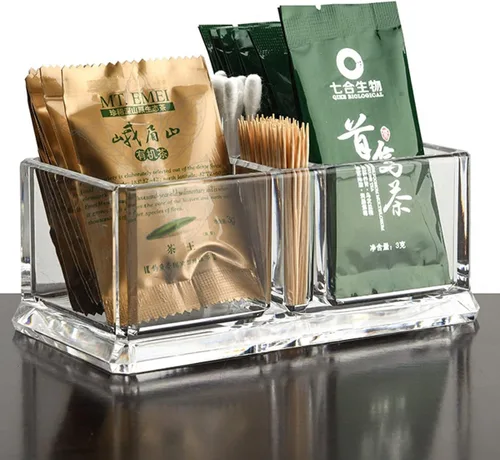 Miniatura 2 de Claro acrílico dos celosías té bolsas titular café azúcar bolsa caso huésped habitación cajas de almacenamiento YTBH-001