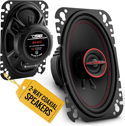 DS18 GEN-X4.6 Altavoz coaxial – 4 x 6, 2 vías, 135 W máximo, 45 W RMS, cono de papel negro, tweeter de cúpula Mylar, 4 ohmios – Claridad inigualable