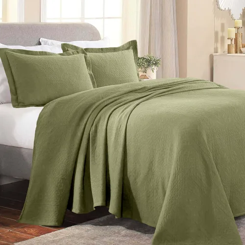Miniatura 2 de Superior Juego de colcha de algodón con diseño de flor de lis, mantas cálidas, ropa de cama para todas las estaciones, decoración de dormitorio
