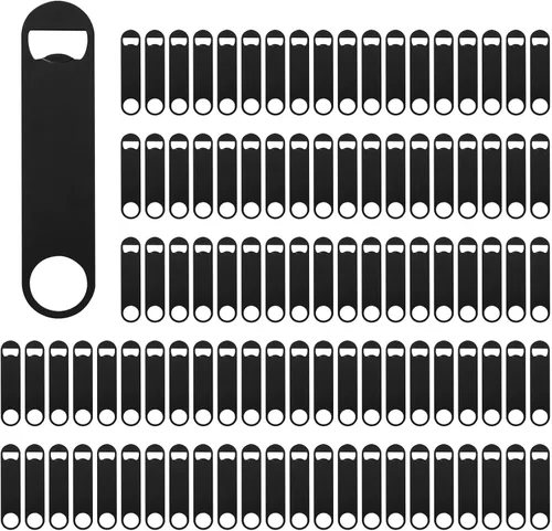 Miniatura 11 de Paquete de 50 abridores planos de botellas de cerveza de acero inoxidable de 7 pulgadas, abridor de botellas de cerveza para barman cocina, bar