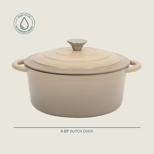 Miniatura 2 de Gibson Home Addlestone - Olla holandesa de hierro fundido esmaltado de 5 cuartos de galón con tapa, redonda, apta para horno hasta 500 °F, ideal