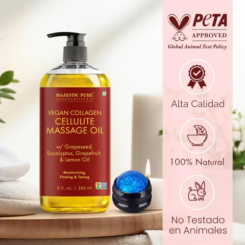 Miniatura 2 de Majestic Pure Aceite de masaje corporal reafirmante con colágeno, ayuda a suavizar la apariencia de la celulitis y mejorar la textura de la piel