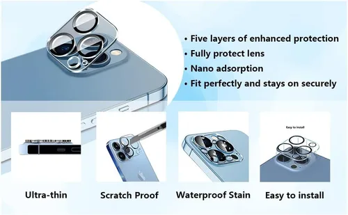 Miniatura 8 de Protector de lente de cámara para iPhone 11/12 Mini, vidrio templado, cobertura completa, antiarañazos, paquete de 2