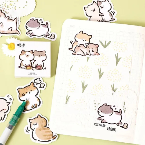 Miniatura 7 de 45 piezas de lindas calcomanías de gato para álbumes de recortes, diario de viñetas, decoración DIY, planificadores, maletas, diario, cuadernos