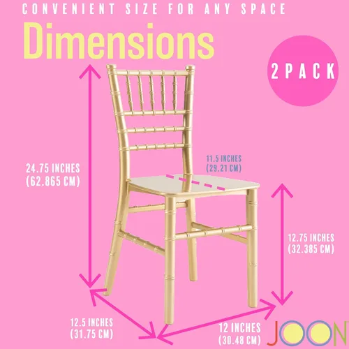 Miniatura 2 de JOON Paquete de 2 sillas Tiffany Chiavari para niños, 25 x 13 x 14.5 pulgadas, policarbonato, altura del asiento de 12.75 pulgadas, diseño elegante