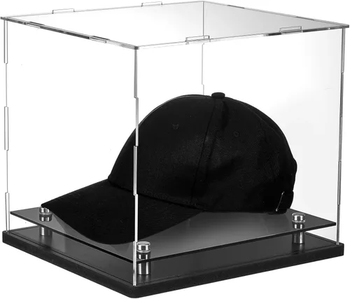 Barydat Vitrina transparente para sombreros, 7.8 pulgadas de largo x 7.8 pulgadas de ancho x 8.6 pulgadas de alto, caja de sombrero de béisbol