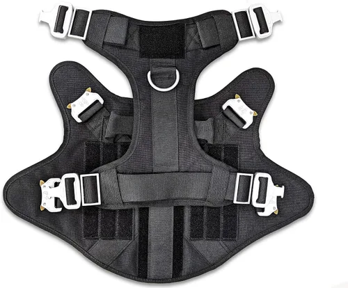 Miniatura 7 de Arnés táctico para perro con 4 hebillas de metal. Chaleco táctico para perro sin tirones con asa, arnés resistente para perros pequeños, chaleco
