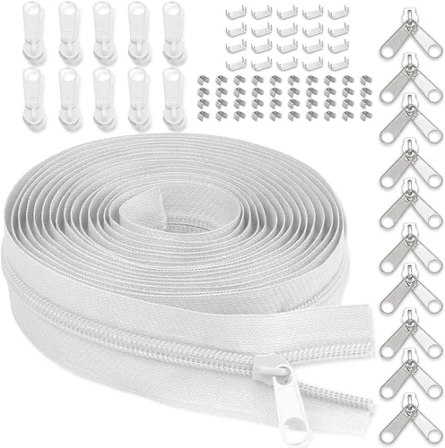 Cinta de cremallera de nailon #5 para costura: YZSFIRM 10 yardas blancas por The Yard Cremalleras de bobina de nailon para manualidades de costura