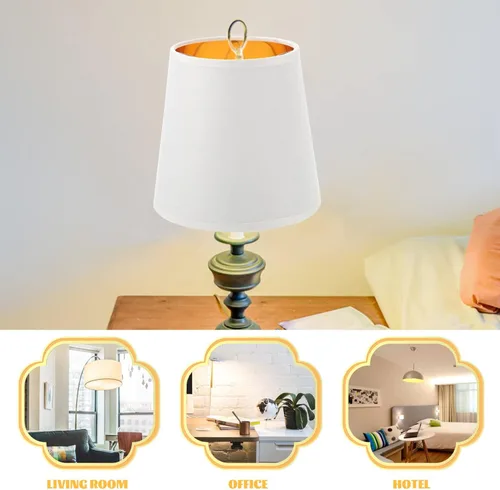 Miniatura 6 de Pantalla de lámpara con clip, pantalla de lámpara de mesa, mini decoración, pantalla de barril, pantalla rústica, marrón, escritorio, rejilla