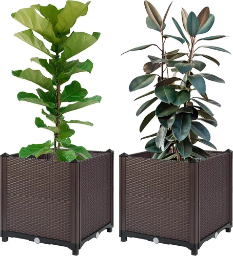 Miniatura 7 de D'vine Dev Camas elevadas – Caja de jardín elevada con tapón de drenaje, macetas de pie para kit de jardinería de vegetales/flores/hierbas, RGB-4