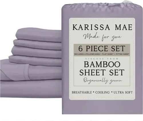 Miniatura 22 de KARISSA MAE Juego de sábanas tamaño individual de viscosa de bambú refrescante, 100% cultivadas orgánicamente, bolsillo profundo de 18 pulgadas