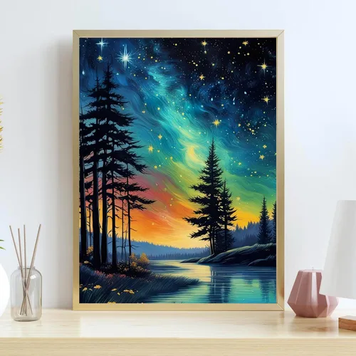 Miniatura 2 de FOXKISS Kits de Pintura Artística de Diamante de Estrella de Árbol para Adultos, Pintura de Puntos de Diamante de Perforación Completa