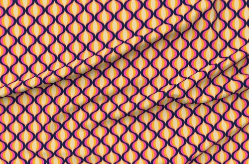 Miniatura 7 de Spoonflower Tela – Rayas psicodélicas retro vintage olas Groovy 70s tonos cálidos impresos en tela de algodón de la firma de pétalos por The Yard