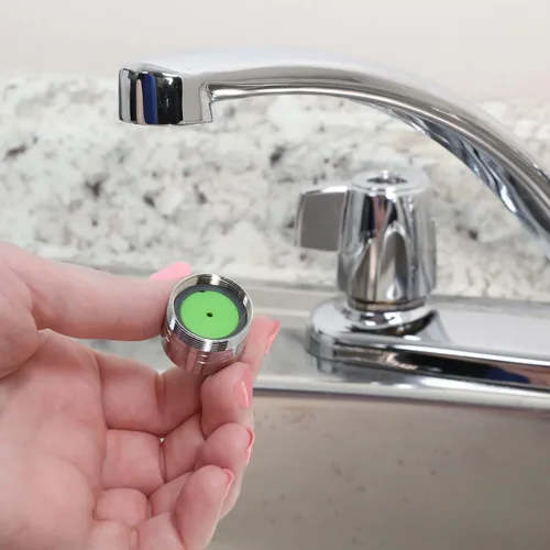 Miniatura 7 de Danco 10485 Aireador de grifo de ahorro de agua extra de doble rosca, verde, 1.0 GPM, cromado