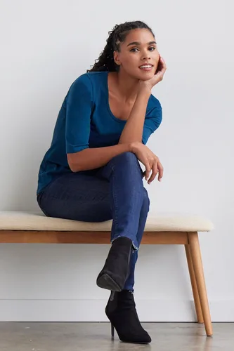 Miniatura 6 de Fair Indigo Camiseta orgánica de media manga con cuello redondo para mujer