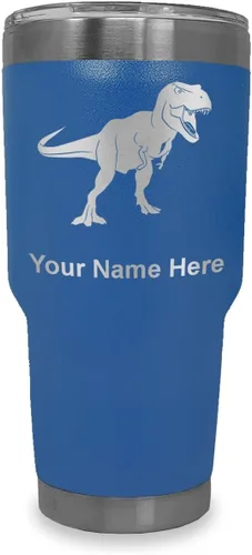 Miniatura 15 de LaserGram Vaso aislado al vacío de 20 onzas, dinosaurio Tiranosaurio Rex, grabado personalizado incluido (negro)