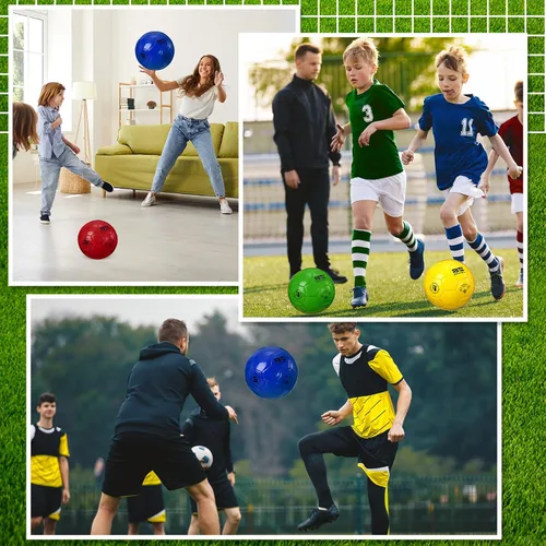 Miniatura 5 de Shappy 4 pelotas de fútbol a granel con bolsa de malla de inflador, tamaño oficial 3, 4, 5, para interiores y exteriores, colorido, juego de fútbol