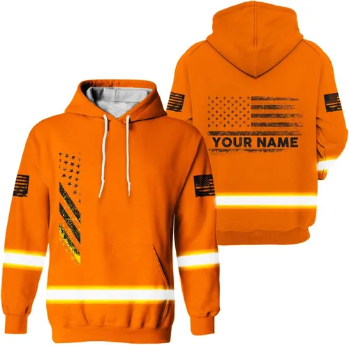 Miniatura 24 de Camisa de alta visibilidad para hombre, camisas de seguridad reflectantes con nombre personalizado para patriota, patriótico, veterano, militar