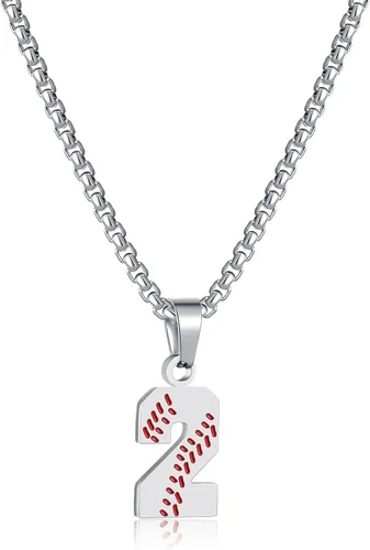 Miniatura 21 de SKQIR Colgante de número de jersey de béisbol para hombres y niños - Cadena de acero inoxidable para atletas - Negro