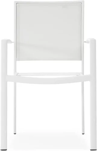 Miniatura 5 de ZURI Silla de comedor moderna para exteriores Laka con asientos de malla de secado rápido y marco de aluminio recubierto de polvo en blanco