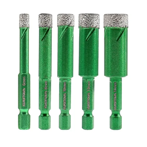 Miniatura 57 de Juego de brocas de diamante – Broca de azulejos de 1/4 5/16 pulgadas para azulejos de porcelana, cerámica, granito y mármol, vástago hexagonal
