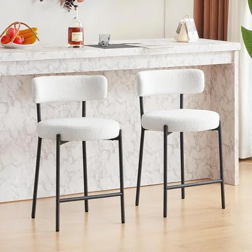 Miniatura 26 de Furniliving - Juego de 2 taburetes de bar giratorios de 26 pulgadas, taburetes modernos de altura de mostrador de cuero sintético con respaldo alto