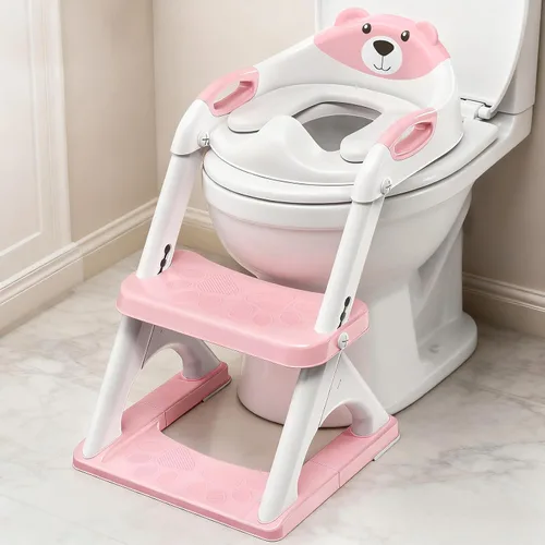 Miniatura 18 de SKYROKU - Asiento de inodoro mejorado para niños y niñas, para entrenamiento de baño, almohadilla antideslizante para protección contra 8838-azul