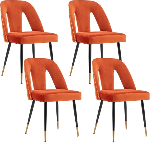 Miniatura 10 de Aoowow Juego de 2 sillas de comedor modernas, sillas laterales tapizadas de terciopelo con cabezas de clavos y patas de metal negro con punta Azul