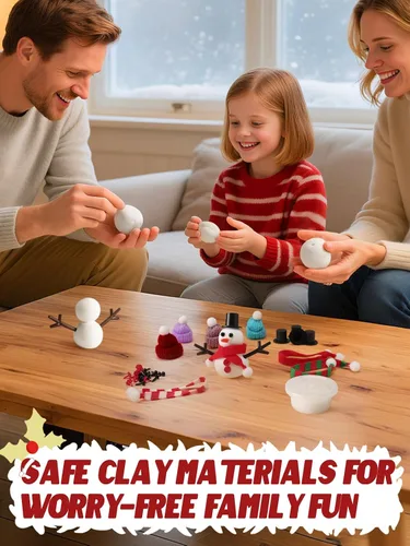 Miniatura 3 de Cosweet Paquete de 6 Kits de Manualidades Navideñas de Muñeco de Nieve para Niños - Kit de Construcción de Muñeco de Nieve con Arcilla de Secado