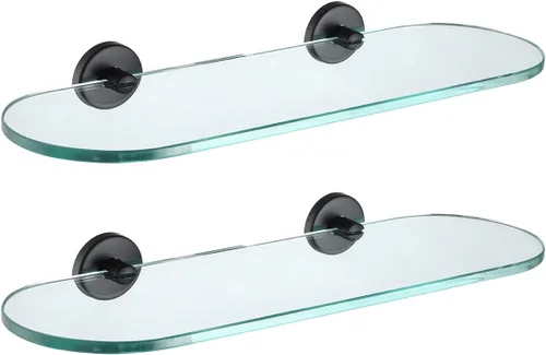 Miniatura 8 de JQK Estante de vidrio para baño dorado, almacenamiento de ducha de vidrio templado de 20 por 5 pulgadas, montaje de pared dorado cepillado de acero