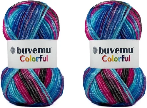 Miniatura 13 de Colorful Self-Striping Multicolor Fuzzy with Subtle Sheen Yarn, 56% Polyester 44% Acrylic, Each 3.53Oz(100gr) / 252yds(230m) (No.1) (Zebra)