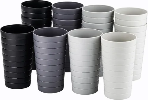 Miniatura 7 de KX-WARE Mixed Drinkware - Juego de 12 vasos de plástico de 22 onzas, vasos para beber, tazas de fiesta, vasos de té helado, color negro