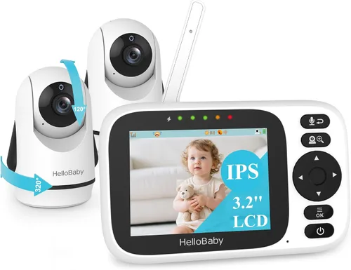 Miniatura 10 de HelloBaby - Monitor de bebé sin WiFi con pantalla de 3.2 pulgadas, cámara con zoom de inclinación panorámica 2-Way Talk, Night Vision, ECO VOX