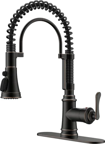 Miniatura 17 de FORIOUS Grifo de cocina con rociador extraíble, grifo de fregadero clásico de resorte extraíble de acero inoxidable comercial de una sola manija