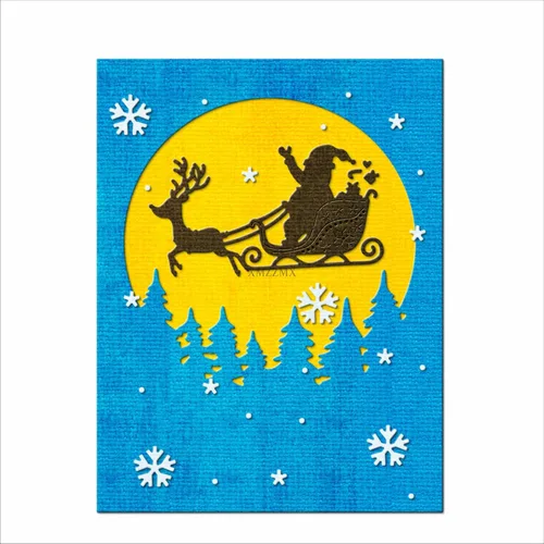 Miniatura 5 de Troqueles de corte de metal de reno de Papá Noel para hacer tarjetas, kit de troqueles en relieve de papel, suministros de bolsillos
