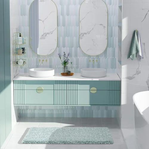 Miniatura 40 de Yimobra Alfombra de baño de felpa esponjosa, súper lanuda suave, cómoda, antideslizante, absorbente de agua, alfombra de baño de microfibra que se