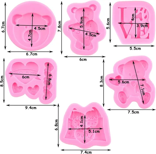 Miniatura 2 de ZiXiang Moldes de fondant para el día de San Valentín, moldes de silicona para pastel de fondant de boda, de oso, corazón, letra de amor, caramelo